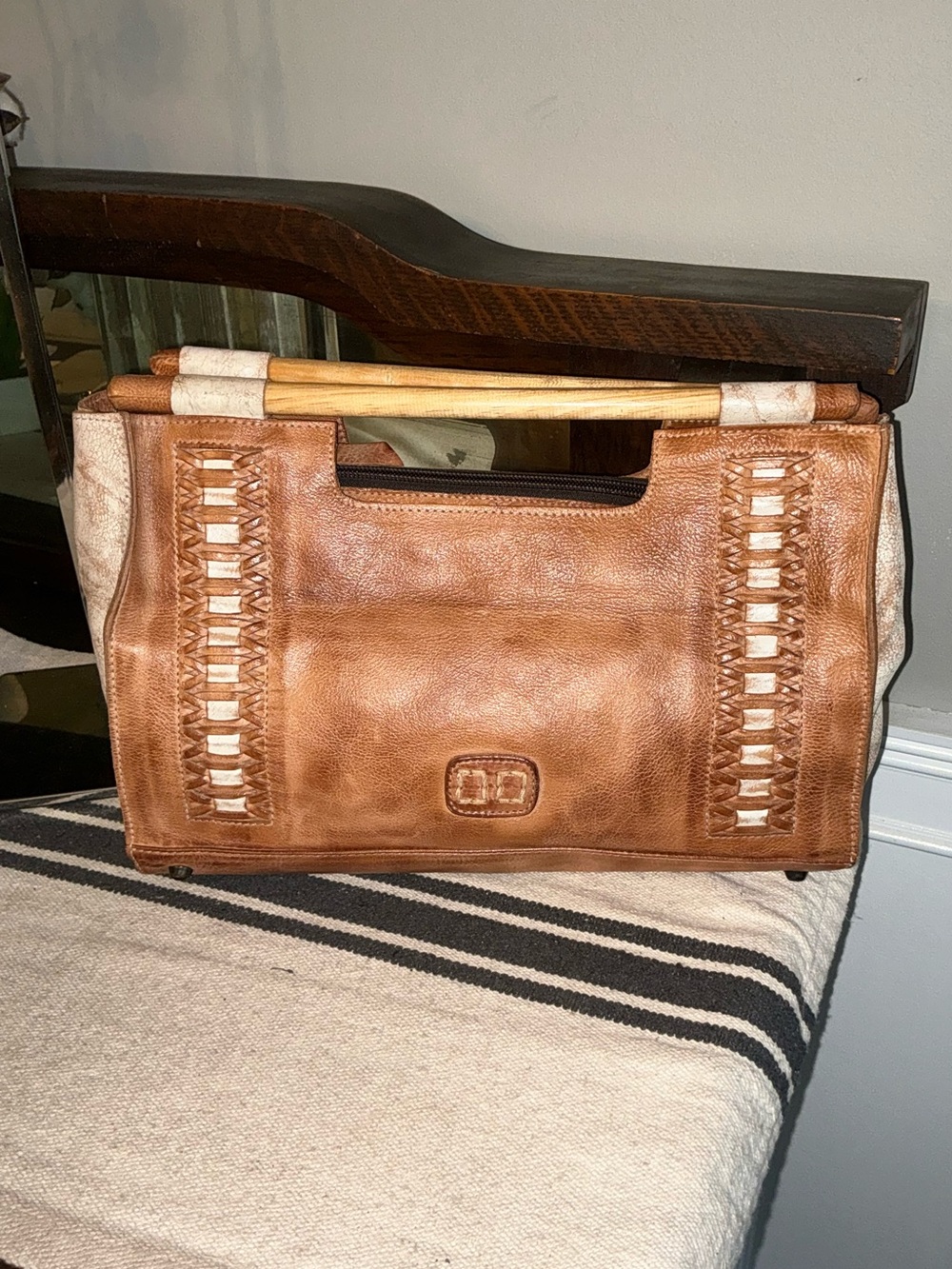 NWOT Bed Stu Leather Nataly Tan Rustic Nectar Lux Handbag Retail $285